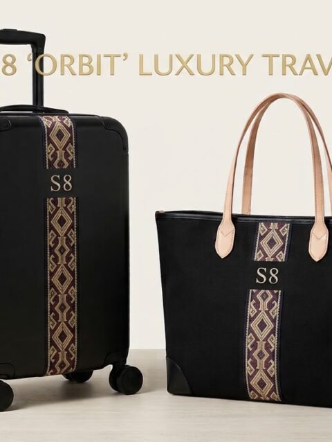 Heritage Pattern Carry-On & Canvas Tote Travel Set - Black