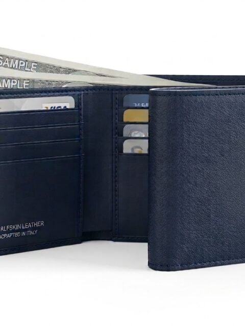 Men's Grained Calfskin Leather Bifold Wallet